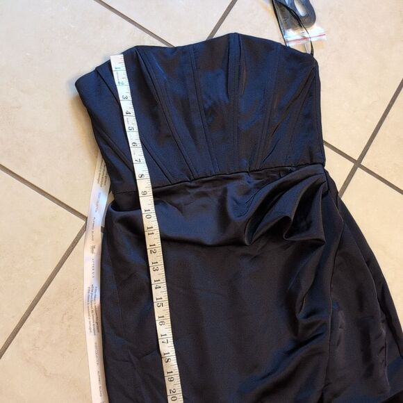 NWT After Six Corset Satin Maxi Dress  Draped Column Skirt Midnight Navy Size 8 - Picture 9 of 16